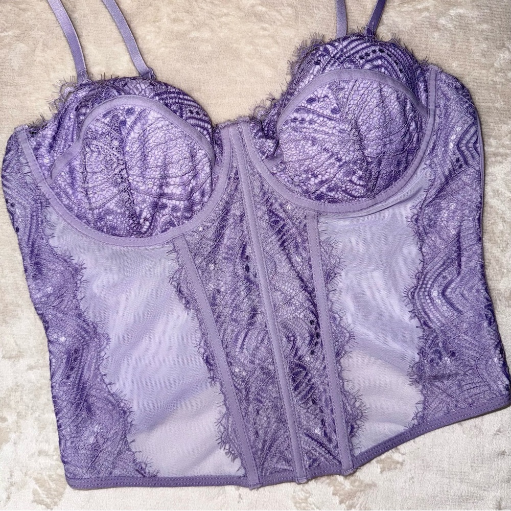 NWT Garage Purple Chrishell Lace Mesh Bustier - Picture 5 of 16